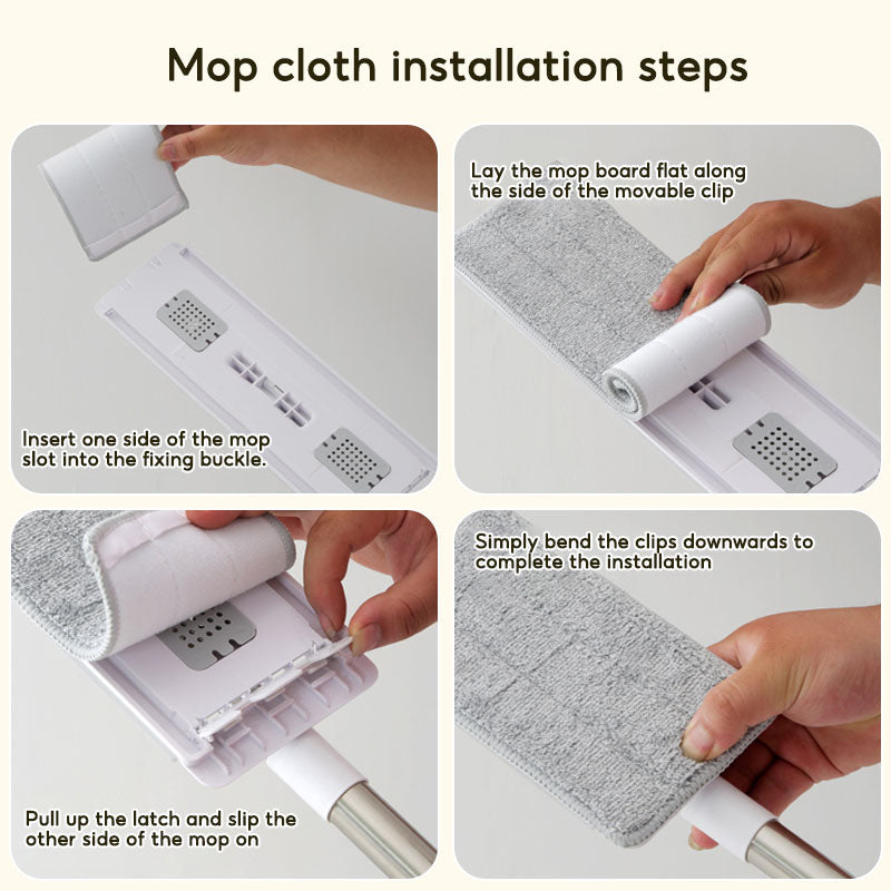 BOSHUO Flat Floor Mop Hands-free Self Cleaning Magic Flat Mop and Bucket Washable Microfiber Pads Included, Wet and Dry Use