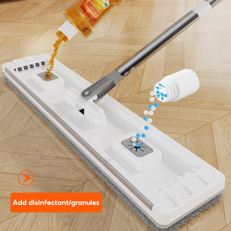 BOSHUO Flat Floor Mop Hands-free Self Cleaning Magic Flat Mop and Bucket Washable Microfiber Pads Included, Wet and Dry Use