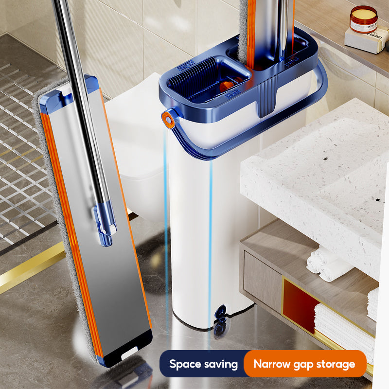 BOSHUO 40cm Large Flat Floor Mop and Bucket Set With Upgrade Wringer Set Wet and Dry Use