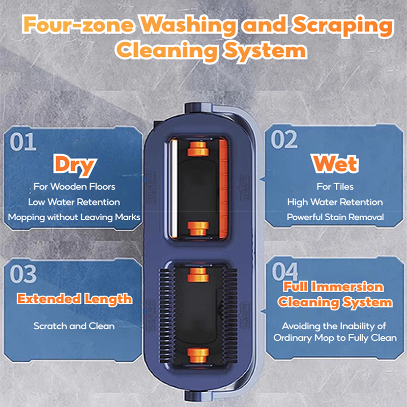 BOSHUO 40cm Large Flat Floor Mop and Bucket Set With Upgrade Wringer Set Wet and Dry Use