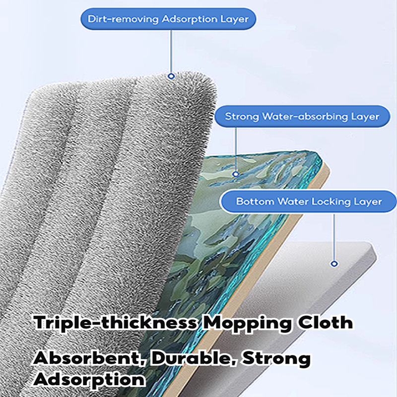 BOSHUO 40cm Large Flat Floor Mop and Bucket Set With Upgrade Wringer Set Wet and Dry Use