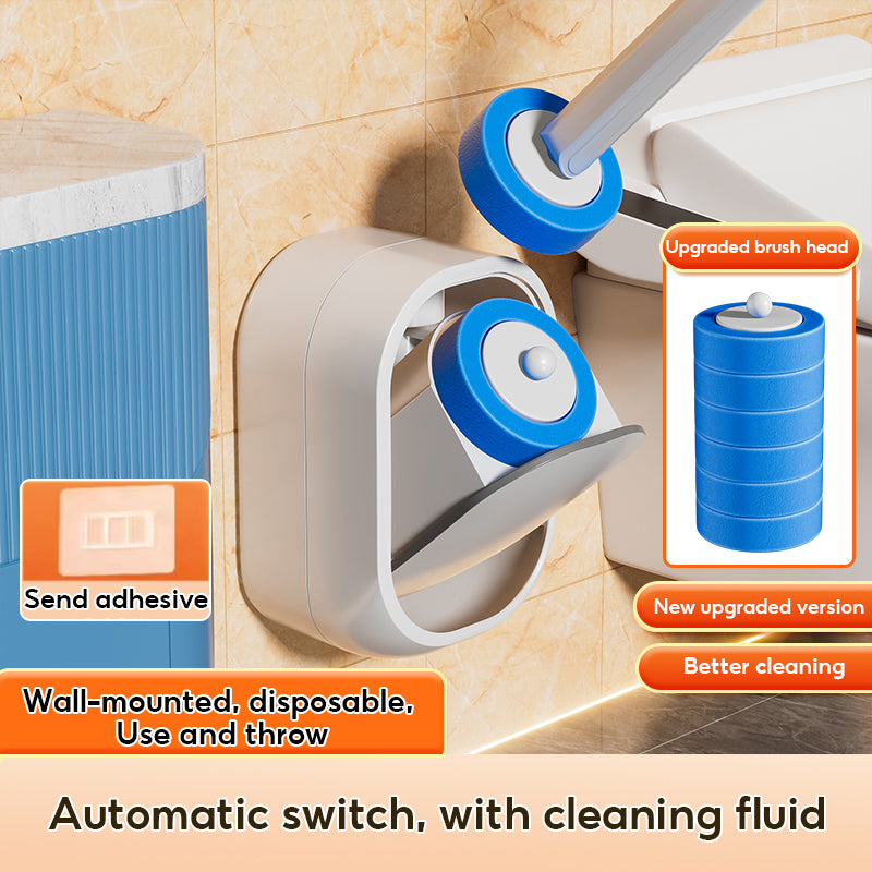 BOSHUO Wall-Mounted Disposable Toilet Brush, No-Dead Corner Cleaning Brush Toilet Cleaning Brush Toilet Cleaning Tools 30 Replacement Heads