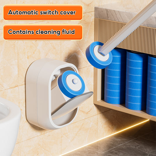 BOSHUO Wall-Mounted Disposable Toilet Brush, No-Dead Corner Cleaning Brush Toilet Cleaning Brush Toilet Cleaning Tools 30 Replacement Heads