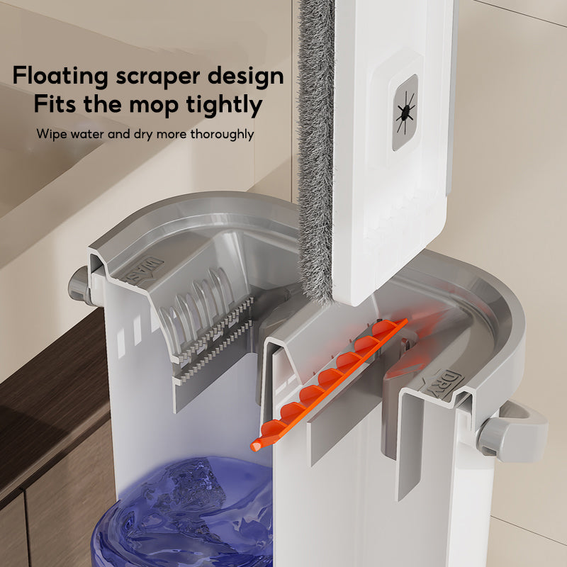 BOSHUO Flat Floor Mop Hands-free Self Cleaning Magic Flat Mop and Bucket Washable Microfiber Pads Included, Wet and Dry Use