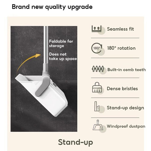 BOSHUO 2026 New Household Foldable Sweeping Artifact Does Not Stick To Hair Lazy Broom Garbage Shovel Broom Dustpan Set-A style