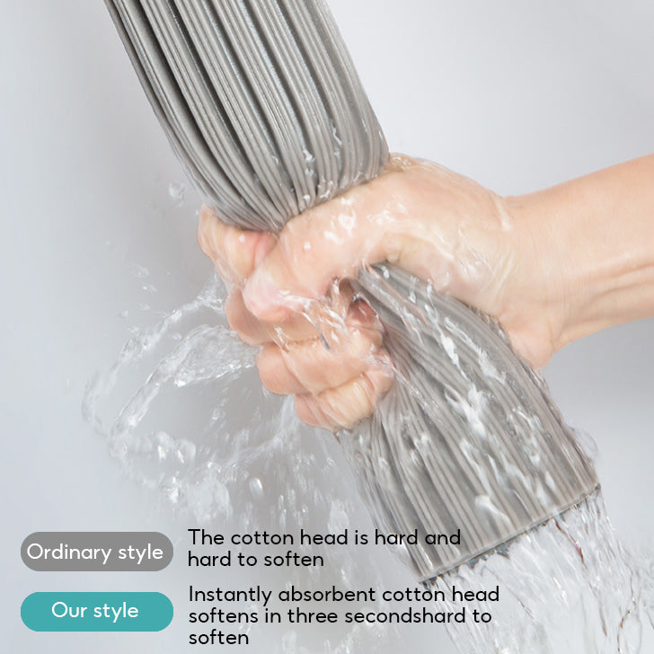 BOSHUO Sponge Mop, One-Mop Clean Household Large Mop Cloth, Hands-Free Washing, Folding Rubber Cotton Head, Water-Absorbing Mop Cloth