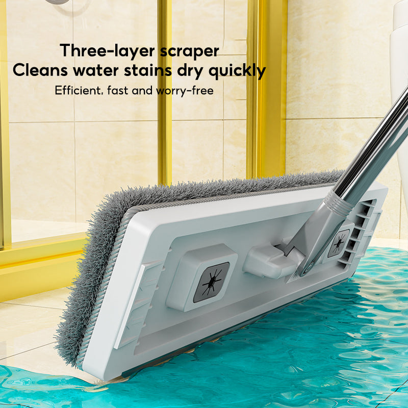 BOSHUO Flat Floor Mop Hands-free Self Cleaning Magic Flat Mop and Bucket Washable Microfiber Pads Included, Wet and Dry Use
