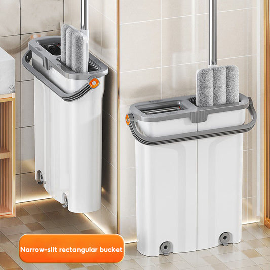 BOSHUO Flat Floor Mop Hands-free Self Cleaning Magic Flat Mop and Bucket Washable Microfiber Pads Included, Wet and Dry Use