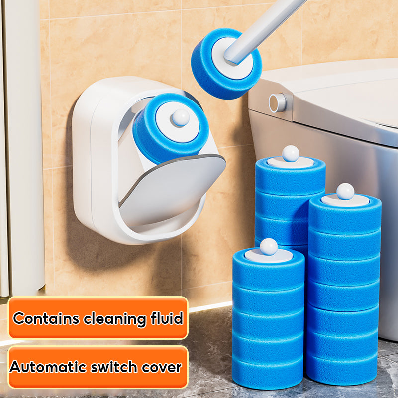 BOSHUO Wall-Mounted Disposable Toilet Brush, No-Dead Corner Cleaning Brush Toilet Cleaning Brush Toilet Cleaning Tools 30 Replacement Heads