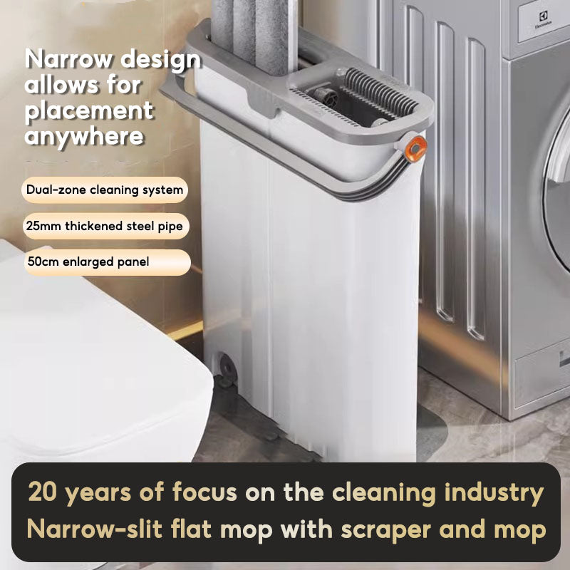 BOSHUO Flat Floor Mop Hands-free Self Cleaning Magic Flat Mop and Bucket Washable Microfiber Pads Included, Wet and Dry Use
