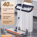 BOSHUO 40cm Large Flat Floor Mop and Bucket Set With Upgrade Wringer Set Wet and Dry Use