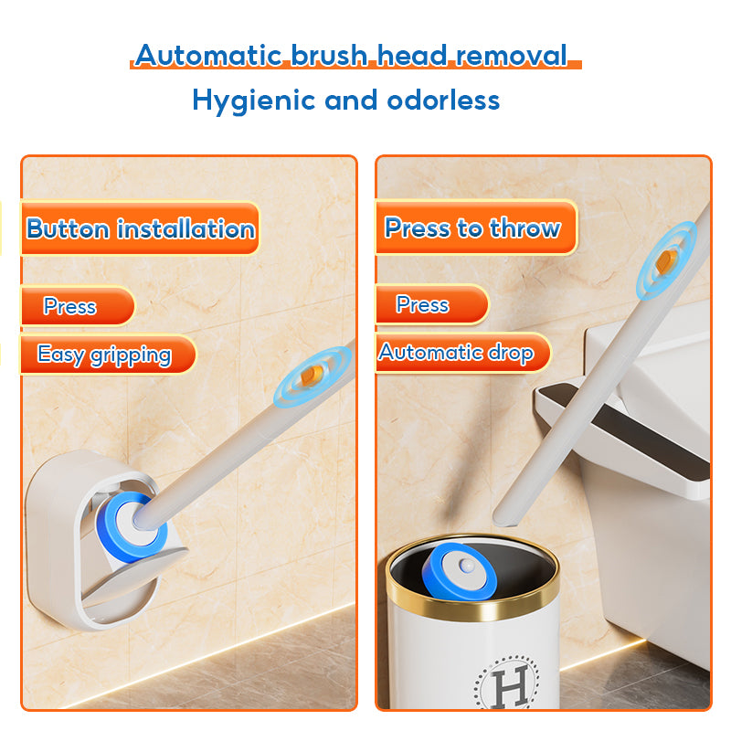 BOSHUO Wall-Mounted Disposable Toilet Brush, No-Dead Corner Cleaning Brush Toilet Cleaning Brush Toilet Cleaning Tools 30 Replacement Heads