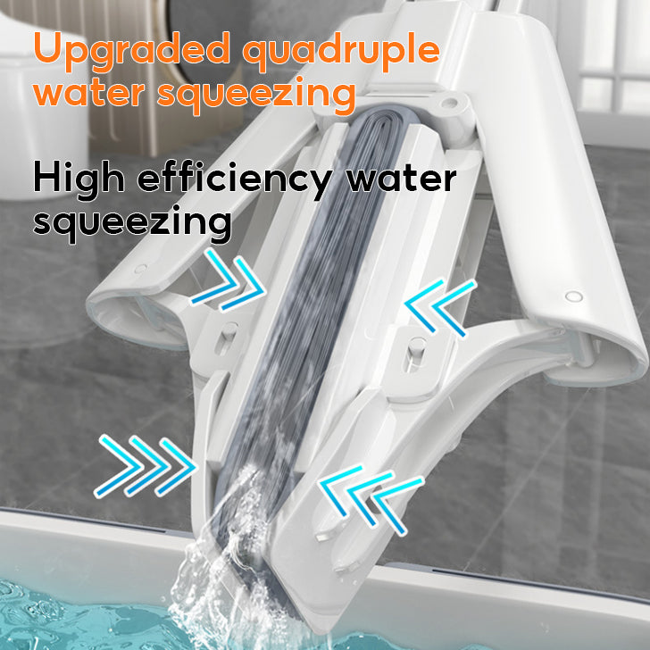 BOSHUO Sponge Mop, One-Mop Clean Household Large Mop Cloth, Hands-Free Washing, Folding Rubber Cotton Head, Water-Absorbing Mop Cloth