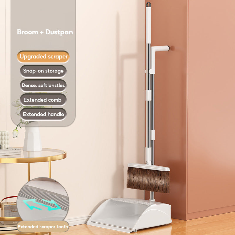 BOSHUO 2026 New Household  Sweeping Artifact Does Not Stick To Hair Lazy Broom Garbage Shovel Broom Dustpan Set-B style